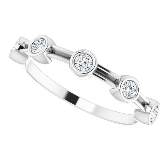 Bezel Set Round Diamond Wedding Band 5 Stone Anniversary Ring-VIRABYANI